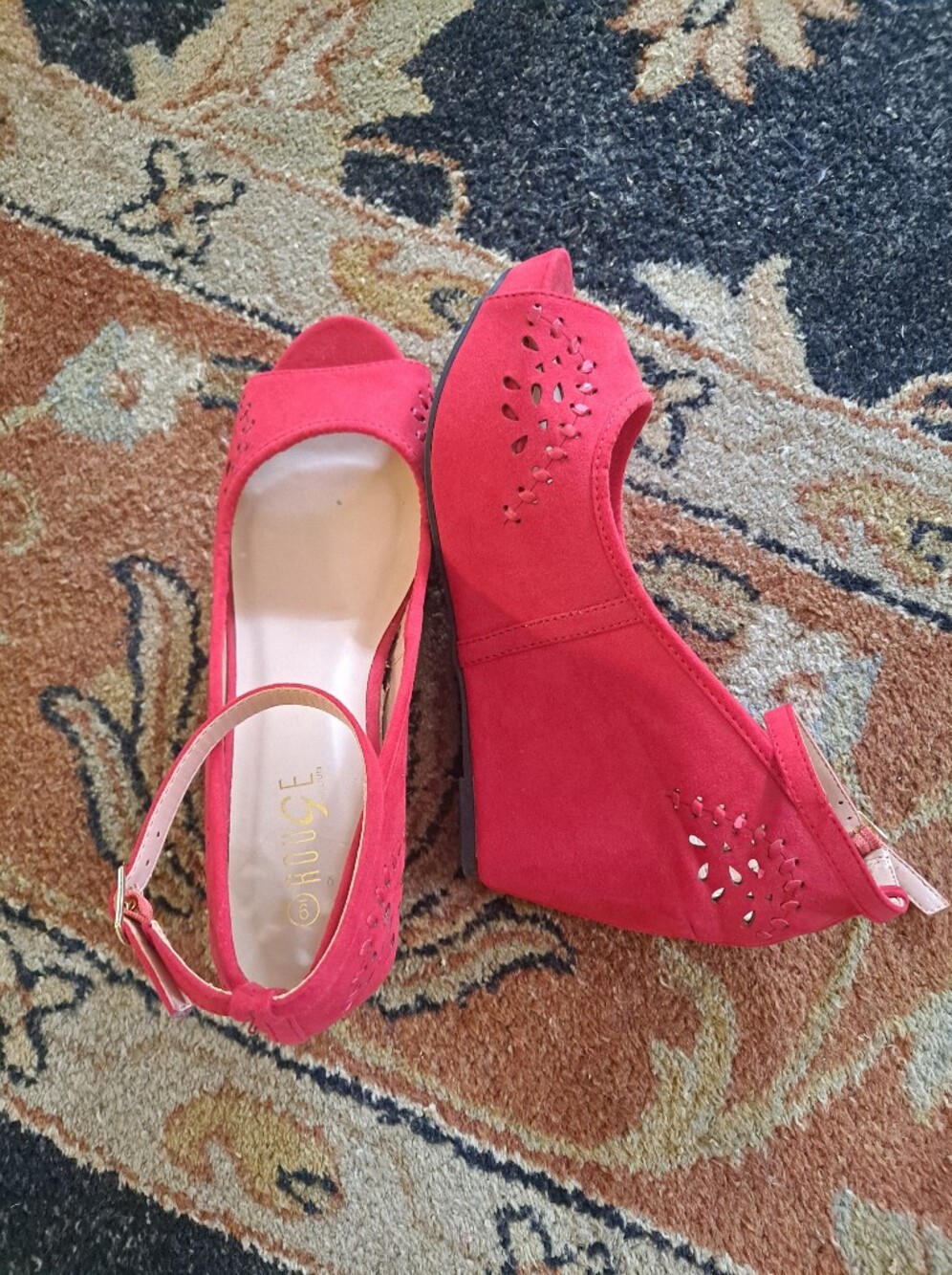 Rouge Helium Red Open-Toe Ankle-Strap Wedges
